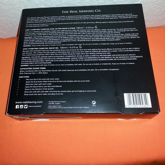 THE REAL SHAVING CO. ULTIMATE CHARCOAL SKINCARE COLLECTION Gift Set Made England - Picture 3 of 3